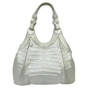Nancy Gonzalez Pearl White Crocodile Shoulder Bag